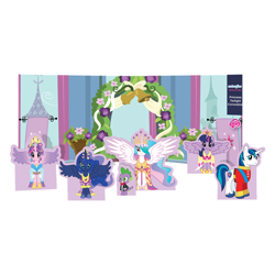 Size: 960x960 | Tagged: safe, princess cadance, princess celestia, princess luna, shining armor, spike, twilight sparkle, twilight sparkle (alicorn), alicorn, dragon, pony, unicorn, clothes, coronation, crown, dress, female, hot topic, mare, merchandise, official, papercraft, tuxedo