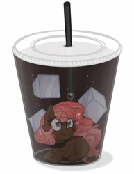 Size: 857x1111 | Tagged: safe, artist:littleblackraencloud, oc, oc:scarlet trace (coffee bean), pony, coffee, collar, cup, cup of pony, female, mare, micro