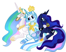 Size: 1600x1263 | Tagged: safe, artist:pridark, princess celestia, princess luna, oc, oc:princess argenta, alicorn, pony, alicorn oc, argentina, empanada, food, mate (drink), nation ponies, pascualina, ponified, simple background, transparent background