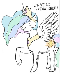 Size: 268x325 | Tagged: safe, artist:theuchihafactor, princess celestia, alicorn, pony, cute, cutelestia, friendship, happy, implied twilight sparkle, raised hoof, smiling, solo, spread wings