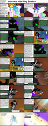 Size: 1282x3304 | Tagged: safe, king sombra, princess celestia, alicorn, pony, unicorn, comic:celestia's servant interview, caption, comic, interview