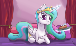 Size: 1200x730 | Tagged: safe, artist:sonicrainboom93, princess celestia, alicorn, pony, cake, cakelestia, solo