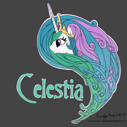 Size: 1000x1000 | Tagged: safe, artist:smudge proof, princess celestia, alicorn, pony, alternate hairstyle, head, modern art, nouveau, profile, smiling, solo