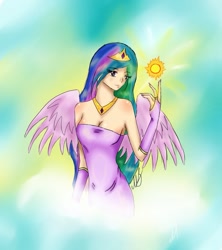 Size: 787x885 | Tagged: safe, artist:otaky, princess celestia, humanized, sun, winged humanization