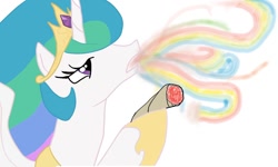 Size: 1000x600 | Tagged: safe, princess celestia, alicorn, pony, joint, rainbow, smoking, solo