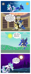 Size: 684x1624 | Tagged: safe, artist:justastudent996, princess celestia, princess luna, star swirl the bearded, alicorn, pony, comic, swapped cutie marks