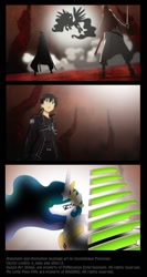 Size: 567x1062 | Tagged: safe, artist:ponymaan, princess celestia, alicorn, pony, comic, crossover, sword art online