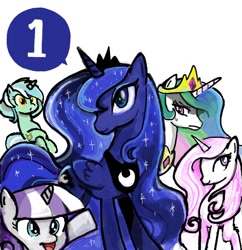 Size: 600x620 | Tagged: safe, artist:sukaponta, fleur-de-lis, lyra heartstrings, princess celestia, princess luna, twilight velvet, alicorn, pony