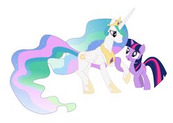 Size: 1587x1123 | Tagged: safe, artist:nebulonb100, princess celestia, twilight sparkle, alicorn, pony, simple background, transparent background, vector