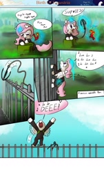 Size: 1280x2126 | Tagged: safe, artist:shieltar, philomena, princess celestia, alicorn, pony, comic:birth of equestria, cewestia, comic, cute, cutelestia, dialogue, filly, grappling hook