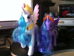 Size: 2592x1936 | Tagged: safe, princess celestia, princess luna, alicorn, pony, brushable, female, mare, siblings, sisters, toy