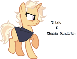 Size: 600x457 | Tagged: safe, artist:yaaaco, derpibooru import, oc, oc only, offspring, parent:cheese sandwich, parent:trixie, parents:cheesixie, simple background, solo, white background