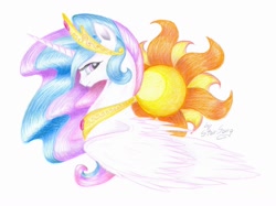 Size: 1024x764 | Tagged: safe, artist:skyaircobra, princess celestia, alicorn, pony, solo, traditional art