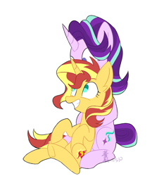 Size: 1800x1993 | Tagged: safe, artist:yaaaco, derpibooru import, starlight glimmer, sunset shimmer, pony, unicorn, duo, female, lesbian, shimmerglimmer, shipping, simple background, white background