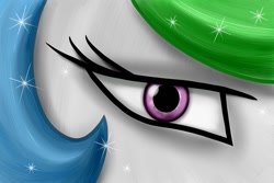 Size: 1095x730 | Tagged: safe, artist:everypone, princess celestia, alicorn, pony, close-up, female, horn, mare, multicolored mane, solo, white coat