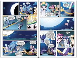 Size: 1241x937 | Tagged: safe, idw, applejack, fluttershy, pinkie pie, princess celestia, princess luna, rainbow dash, spike, twilight sparkle, alicorn, dragon, earth pony, pegasus, pony, spoiler:comic, spoiler:comic06, comic, idw advertisement, preview, s1 luna