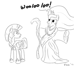 Size: 1200x1080 | Tagged: safe, artist:tggeko, princess celestia, alicorn, pony, :c, age of empires, bipedal, clothes, crossover, crown, frown, monk, open mouth, parody, priest, royal guard, rts, wat, wide eyes, wololo