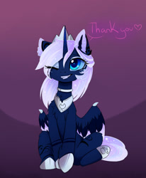 Size: 1280x1551 | Tagged: safe, artist:magnaluna, derpibooru import, princess luna, alicorn, pony, colored pupils, cute, heart, lunabetes, one eye closed, smiling, solo, thank you, wink