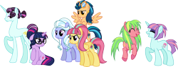 Size: 9033x3437 | Tagged: safe, artist:osipush, indigo zap, lemon zest, principal abacus cinch, sci-twi, sour sweet, sugarcoat, sunny flare, twilight sparkle, pony, equestria girls, friendship games, equestria girls ponified, ponified, shadow five, simple background, transparent background, unicorn sci-twi, vector