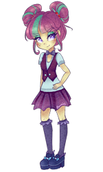 Size: 600x1000 | Tagged: safe, artist:bunnini, sour sweet, equestria girls, friendship games, clothes, cute, female, hand on hip, lidded eyes, school uniform, simple background, solo, sourbetes, transparent background