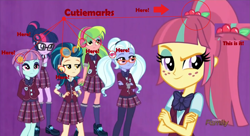 Size: 1651x895 | Tagged: safe, screencap, indigo zap, lemon zest, sci-twi, sour sweet, sugarcoat, sunny flare, twilight sparkle, equestria girls, friendship games, clothes, crystal prep academy, skirt