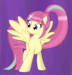 Size: 1024x1069 | Tagged: safe, artist:doublevshivvers, sour sweet, pegasus, pony, equestria girls, friendship games, cute, equestria girls ponified, ponified, ponytail, smiling, solo, sourbetes, spread wings