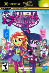 Size: 457x684 | Tagged: safe, artist:dannydsi3d, fluttershy, indigo zap, pinkie pie, rainbow dash, sci-twi, sour sweet, sugarcoat, sunset shimmer, twilight sparkle, equestria girls, friendship games, canterlot high, cover, crystal prep academy, crystal prep shadowbolts, equestria girls logo, esrb, fake, hasbro, microsoft, t, wondercolts, xbox