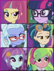 Size: 774x1032 | Tagged: safe, artist:awesome992, indigo zap, lemon zest, sci-twi, sour sweet, sugarcoat, sunny flare, twilight sparkle, equestria girls, friendship games, clothes, collage, crystal prep academy uniform, crystal prep shadowbolts, glasses, goggles, headphones, school uniform, shadow six