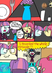 Size: 752x1063 | Tagged: safe, artist:psychodiamondstar, indigo zap, sour sweet, sunny flare, equestria girls, friendship games, comic, female, indigo the shipper, lesbian, shipper on deck, shipping, sourflare