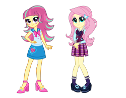 Size: 4200x3300 | Tagged: safe, artist:mixiepie, fluttershy, sour sweet, equestria girls, friendship games, absurd resolution, alternate hairstyle, alternate universe, clothes, crystal prep academy, crystal prep academy uniform, freckles, hairclip, role reversal, school uniform, simple background, transparent background