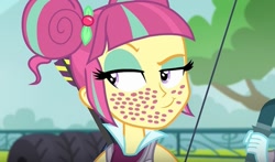 Size: 813x479 | Tagged: safe, edit, edited screencap, screencap, sour sweet, equestria girls, friendship games, freckles, trypophobia