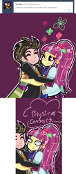 Size: 690x1567 | Tagged: safe, artist:pandanx12, sour sweet, oc, oc:theotakux, equestria girls, ask the shadowbolts, hug