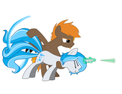 Size: 2633x2031 | Tagged: safe, artist:blackblood-queen, derpibooru import, oc, oc only, oc:bubble lee, oc:singe, pegasus, pony, unicorn, a canterlot wedding, base used, behaving like a weapon, behaving like pinkie pie, blast, blue hair, cousins, cutie mark, duo, eyes closed, facial hair, female, freckles, glowing horn, goatee, magic, magic blast, male, mare, short hair, short mane, simple background, stallion, transparent background, twigun, vector