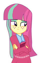 Size: 425x685 | Tagged: safe, artist:hannaspeert123, sour sweet, equestria girls, friendship games, alternate hairstyle, alternate universe, loose hair, simple background, solo, transparent background