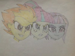 Size: 1034x772 | Tagged: safe, artist:razethebeast, sour sweet, spitfire, sunny flare, equestria girls, equestria girls-ified, traditional art