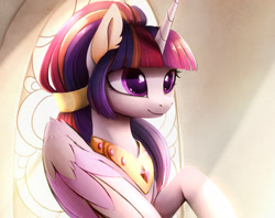 Size: 2647x2093 | Tagged: safe, artist:magnaluna, derpibooru import, princess celestia, twilight sparkle, twilight sparkle (alicorn), alicorn, pony, cute, female, fusion, mare, solo