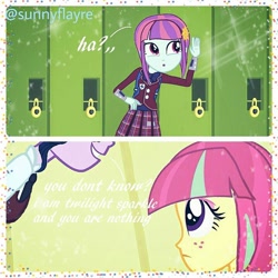 Size: 750x750 | Tagged: artist needed, safe, sci-twi, sour sweet, sunny flare, twilight sparkle, equestria girls, instagram