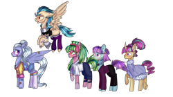 Size: 6976x3908 | Tagged: safe, artist:bublebee123, bitter sweet, cobalt strike, indigo zap, lemon zest, lime citron, sour sweet, sugarcoat, sugarglaze, sunlight blaze, sunny flare, earth pony, pegasus, pony, unicorn, adoraflare, alternate hairstyle, bandaid, beard, blushing, bowtie, chains, clothes, coat markings, curved horn, cute, ear piercing, earring, equestria girls ponified, eyebrow piercing, facial hair, flying, freckles, headphones, heart, horn, jeans, jewelry, male, necklace, necktie, nose piercing, nose ring, open mouth, pants, piercing, ponified, raised hoof, raised leg, redesign, robe, rule 63, rule63betes, scarf, shadow five, shirt, shorts, simple background, socks, sourbetes, stallion, striped socks, stubble, sugarcute, sweater, tanktop, tattoo, torn cothes, transparent background, underhoof, wall of tags, zapabetes, zestabetes