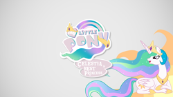 Size: 1920x1080 | Tagged: safe, artist:northwestcore, princess celestia, alicorn, pony, best pony, crown, logo, meme, my little pony logo, solo, vector, wallpaper