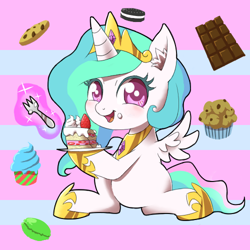 Size: 500x500 | Tagged: safe, artist:30clock, princess celestia, alicorn, pony, cakelestia, cute, cutelestia, solo