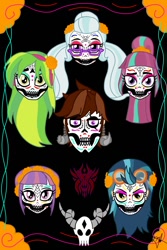 Size: 1000x1500 | Tagged: safe, artist:xxlordmarkusxx, indigo zap, lemon zest, sour sweet, sugarcoat, sunny flare, equestria girls, friendship games, crystal prep academy, crystal prep shadowbolts, dia de los muertos, looking at you, makeup, shadow five