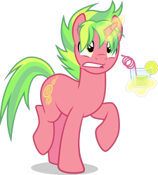 Size: 4500x5009 | Tagged: safe, artist:xebck, lemon zest, lime citron, pony, unicorn, equestria girls, friendship games, absurd resolution, equestria girls ponified, glass, lemonade, magic, pink lemonade (r63), ponified, rule 63, silly straw, simple background, solo, transparent background, vector, worried