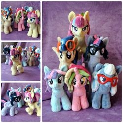 Size: 894x894 | Tagged: safe, artist:ketika, indigo zap, lemon zest, sci-twi, sour sweet, sugarcoat, sunny flare, twilight sparkle, equestria girls, friendship games, equestria girls ponified, irl, photo, plushie, ponified, scitwilicorn, shadow five, shadow six