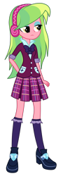 Size: 3000x8308 | Tagged: safe, artist:mixiepie, lemon zest, equestria girls, friendship games, absurd resolution, bedroom eyes, bowtie, clothes, crystal prep academy, crystal prep academy uniform, crystal prep shadowbolts, headphones, paint tool sai, pleated skirt, school uniform, simple background, skirt, solo, transparent background, vector