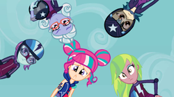 Size: 1024x573 | Tagged: safe, artist:artgirloffilms, indigo zap, lemon zest, sour sweet, sugarcoat, sunny flare, equestria girls, friendship games, helmet, shadow five