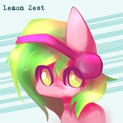 Size: 2000x2000 | Tagged: safe, artist:guillermina88, lemon zest, equestria girls, friendship games, equestria girls ponified, headphones, ponified, solo