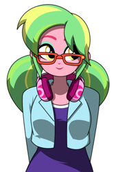 Size: 488x720 | Tagged: safe, artist:rosemile mulberry, lemon zest, equestria girls, alternate hairstyle, clothes, female, glasses, lipstick, simple background, solo, white background