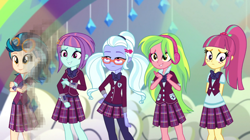 Size: 800x449 | Tagged: safe, edit, edited screencap, screencap, indigo zap, lemon zest, sour sweet, sugarcoat, sunny flare, dance magic, equestria girls, spoiler:eqg specials, avengers: infinity war, clothes, crystal prep academy uniform, crystal prep shadowbolts, dust, i don't feel so good, i don't want to go, meme, school uniform, shadow five, spoilers for another series, sunny flare's wrist devices