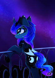 Size: 2126x3008 | Tagged: safe, artist:magnaluna, derpibooru import, princess luna, alicorn, pony, alternate universe, cute, female, lunabetes, mare, s1 luna, solo, starry night