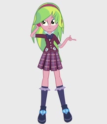 Size: 919x1061 | Tagged: safe, artist:starblast33, lemon zest, equestria girls, friendship games, clothes, headphones, school uniform, smiling, solo